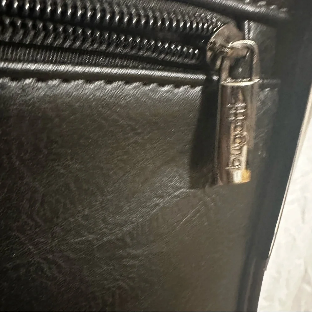 Bugatti Black Leather Messenger Bag
